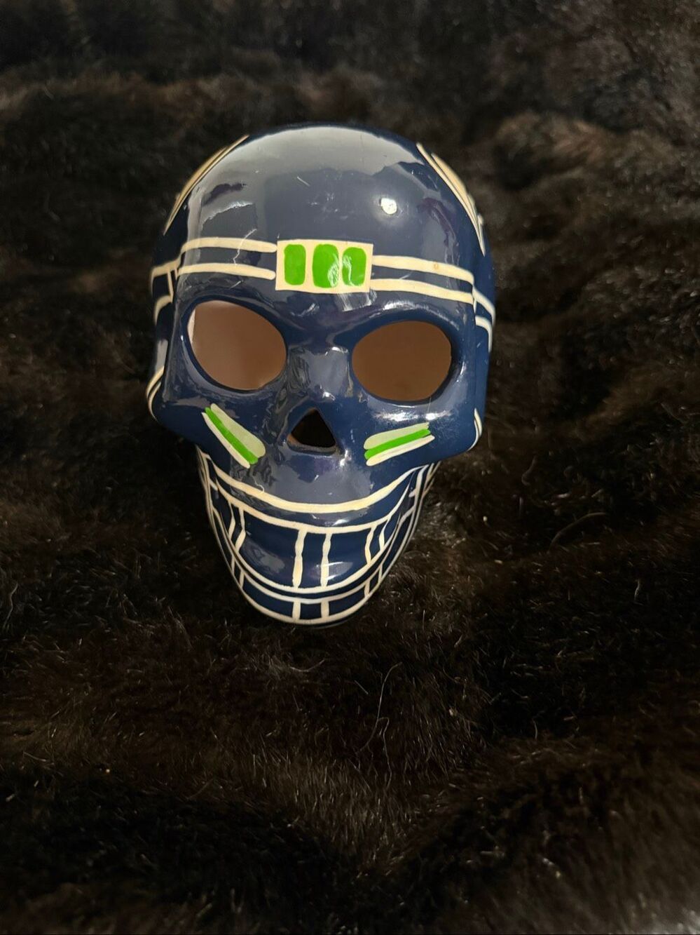 Seattle Seahawks Hand painted Pottery Skull Dia de los Muertos Football Helmet